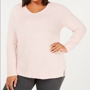 Karen Scott Womens Sweater Plus Split Hem Knit Pullover-2X